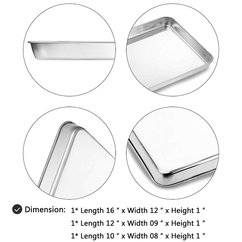 Cookie Sheet Baking Sheet Set of 3, Bastwe Commercial Grade