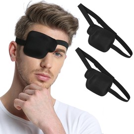 Highly Elastic Black 3D Eye Patch, Pack of 2 Adjustable Eye Patches, Medical, Adult and Children Single Eye Patch, Amblyopia Strabismus Eye Patch for Daily Use (Right Eye)