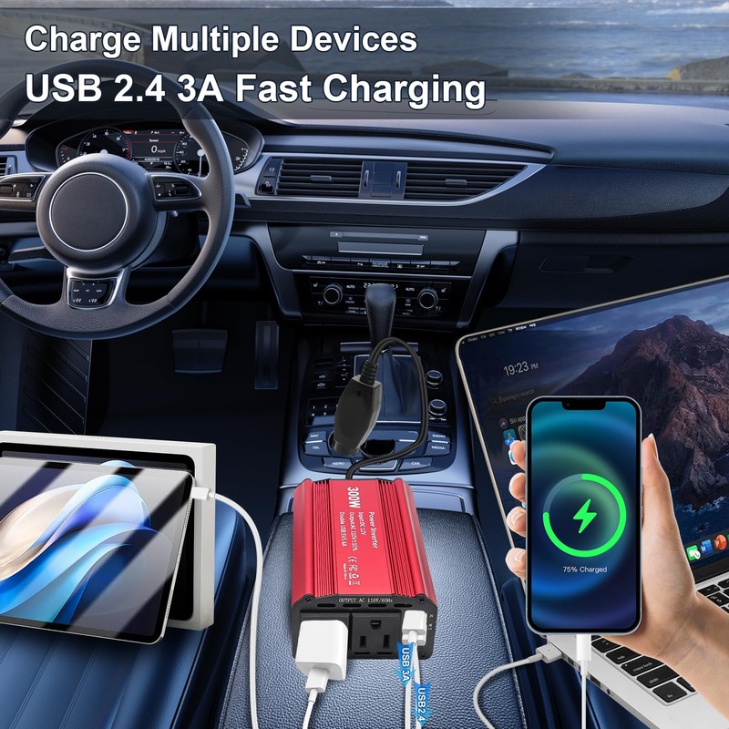 300W Power Inverter DC 12V to 110V AC – High-Performance