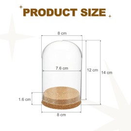 uxcell Cloche Glass Dome, 4.7" x 3.1" Decorative Glass Display Bell Jar, Glass Dome Cloche with Light Brown Base for DIY Flower Craft, Collectibles Specimens Plants Dustproof