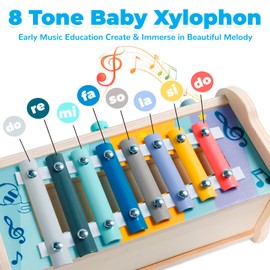 Nuheby Montessori Toy from 1 2 Years Girl Boy Motor Skills Toy Xylophone Hammer Game Baby Gift Girl Boy 1 2 Years Knock Bench Children's Toy from 1 Year Learning Toy Baby Toy