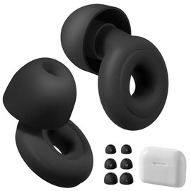 Tapones para Oídos, Tapones de Silicona con 3 Pares de Almohadillas, 30 dB de Reducción de Ruido, Lavables, Tapones Auditivos para Dormir, Estudiar, Viaje, Concierto (Negro)