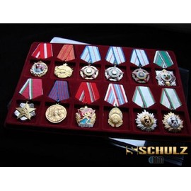 Schulz R12 RED MEDAL DISPLAY HOLDER FOR 12 DDR MEDALS CLEAR COVER