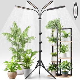 FOXGARDEN Grow Lights for Indoor Plants Full Spectrum with Tripod Stand, Tall Grow Lights for Indoor Growing with Flexible Gooseneck, Four-Head Plant Light with 4/8/12H Timer & 4 Brightness Levels