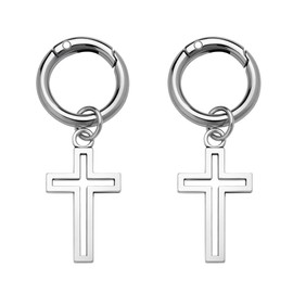 Punk Cross Shoes Charm for Boots Silver Metal Shoes Rings with Dangle Cross Charms for Sneakers Shoelace Bag Charm Ornament Decoration Emo Punk Aesthetic Accessories Stuff