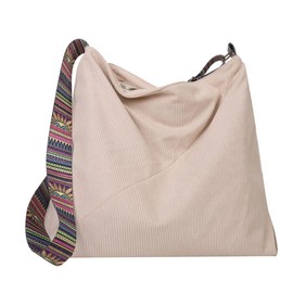 MULTIONS Corduroy Crossbody Tote Bag for Women, Casual Shoulder Tote Bag Big Capacity Shopping Crossbody Bag (XL,Beige)