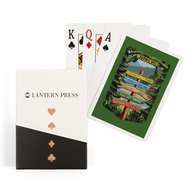 Lantern Press Wisconsin, Signpost, Forest and Camp, (52 Playing Cards, Poker Size Card Deck with Jokers)