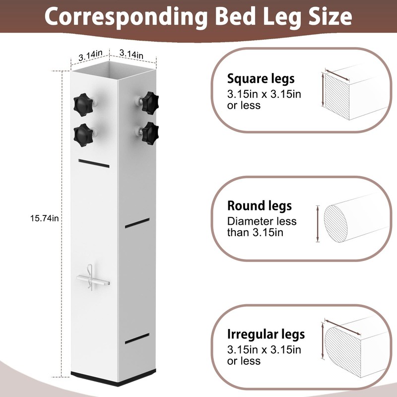 Fixirons 4 Pcs Carbon Steel Dorm Bed Risers 3.15" Diameter