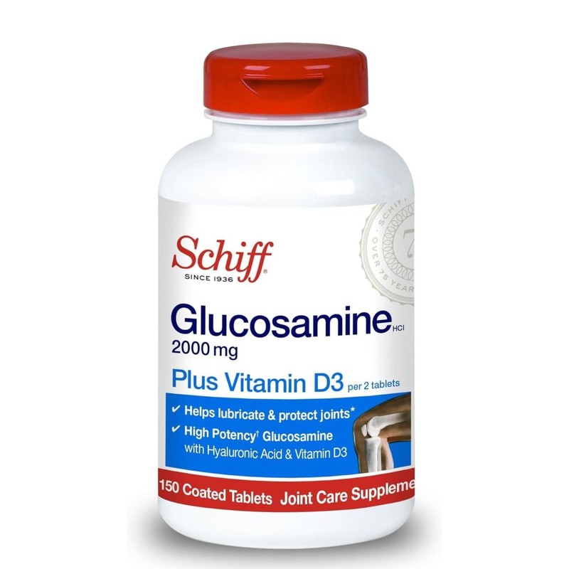 Schiff Glucosamine 2000mg with Vitamin D3 and Hyaluronic Acid, 150