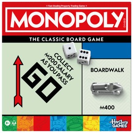 Monopoly Board Game | Classic Game with Storage Tray and Larger Tokens | Ages 8+ | 2 to 6 Players | Family Games for Kids and Adults | Kids Gifts
