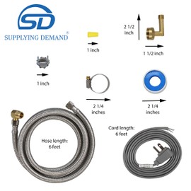 Supplying Demand 6572 Universal Dishwasher Install Kit 6 Feet Stainless Hose 6 Feet Power Cable