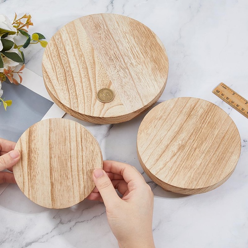 SUPERFINDINGS 3 Sizes Wooden Display Risers Wood Pedestal Stand Wood
