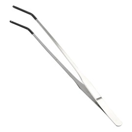 CAPASTEC Reptile Feeding Tongs, Stainless Steel Lizard Feeding Tongs, Aquarium Curved Feeding Tweezers for Reptiles with Rubber Tip, Terrarium Feeding Tongs 10.63" L, Black Silver Tone