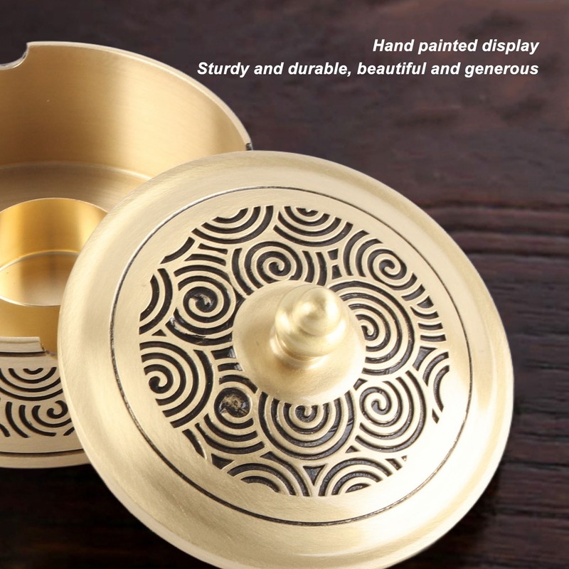 Vintage Ashtray Windproof Auspicious Cloud Pattern Exquisite Ashtray with Lid