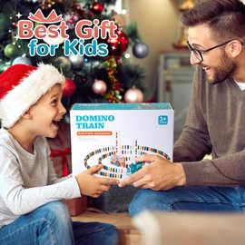SYHLN Domino Train Toys for 2 3 4 Year Old Boys Gifts: Automatic Domino Laying Electric Train with 180Pcs Domino Blocks - Educational Stem Toys Birthday Gifts for 2 3 4 5 Year Old Boys Girls