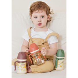 Oberni PPSU No Spill Sippy cups,Weighted Straw Toddler Water Bottle with Handle,Spill Proof Toddler Cup with 2 Nipple for Baby 6-12 Months and Toddlers 1-3 (8 Ounce, Green, 3 Pack)