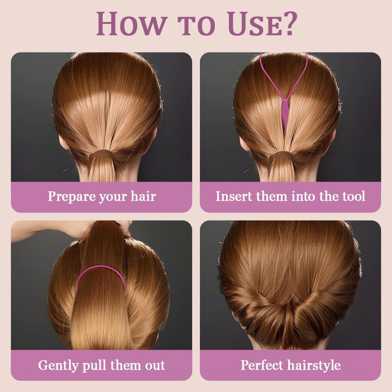 TRKETK 2 Pcs Ponytail Pull Through Hair Hoop Tool, Ponytail