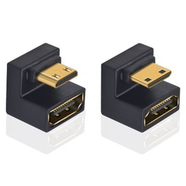 Poyiccot 180 Degree Angled Mini HDMI to HDMI Adapter, 8K U Shape Mini HDMI Male to HDMI Female Adapter, Upward/Down Mini HDMI Extension Adapter Support 8K@60Hz 4K@120Hz TV HDR Full HD