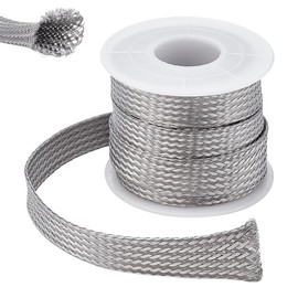 UNICRAFTALE - Funda de cable trenzado extensible de acero inoxidable 304, cinta de red escalable, protector de cable plano para proteger cables de 4 m/rollo