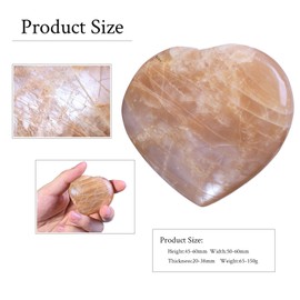 SUNYIK Natural Orange Moonstone Heart Stone, Polished Love Heart Puffy Pocket Palm Worry Stone for Reiki Healing Relax Stress Anxiety Home Office Decor, 1.9-2.3"(50-60mm)