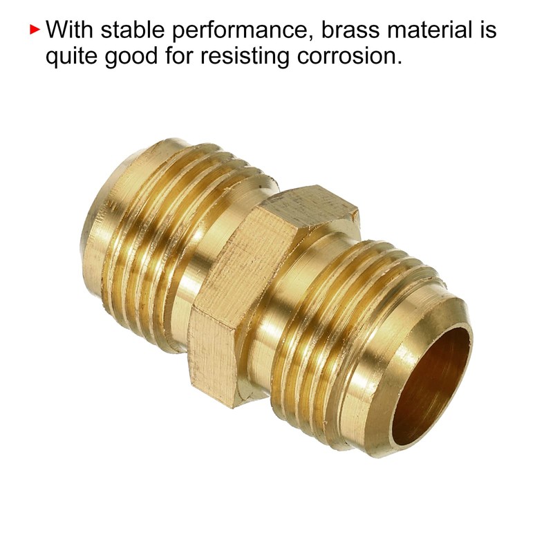 sourcing map Brass Tube Coupler, 5/8" Flare x 5/8" Flare