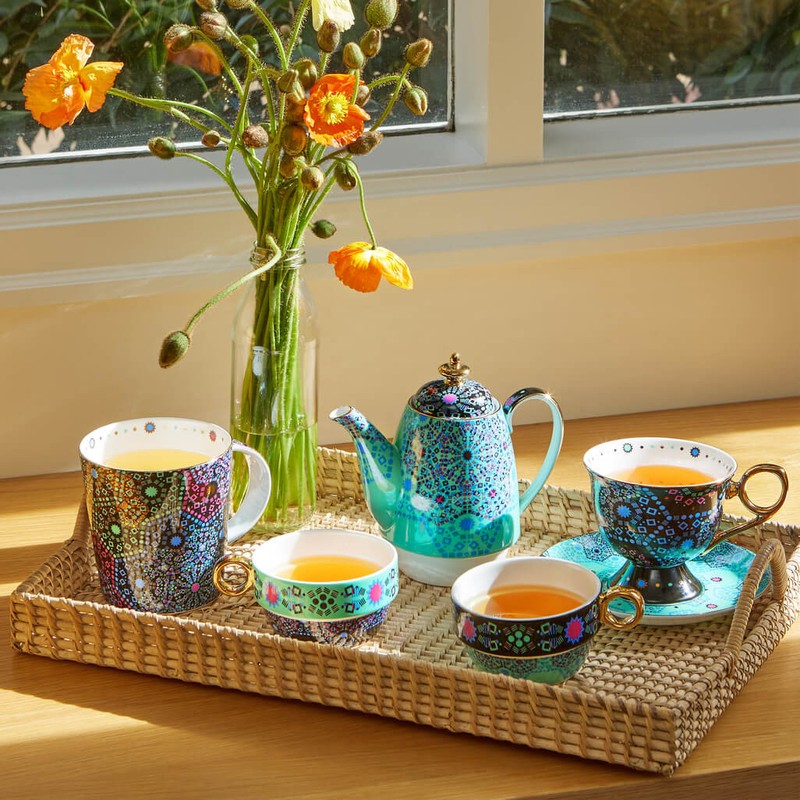 T2 Tea-Moroccan Tealeidoscope Black Cup & Saucer Tall 220ml