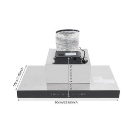 Under Cabinet Ducted Range Hood, Ducted Ductless Vent Durable Stainless Steel Kitchen Reusable Filter with LED Lights for Flats, Kitchens, Restaurants, Hotels