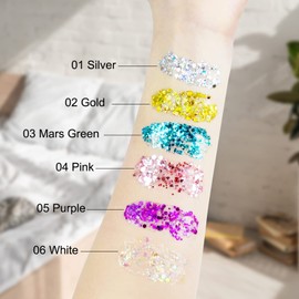 6Pcs Body Glitter for Women - Holiday Glitter Gel for Face &Body & Hair & Nail DIY｜Hair Glitter Gel Create A Stunning Visual Feast ｜Multiple Purpose Body Glitter Gell Long Lasting Mermaid Series Set