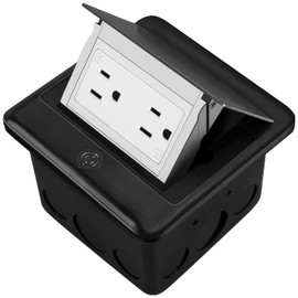 Vagueior Recessed Floor Electrical Outlet Kit,Waterproof Electrical Outlet Covcer Box,Hidden 20A Tamper-Resistant Receptacle Outlet with Slow Elastic Damping ，ETL Certified, Black