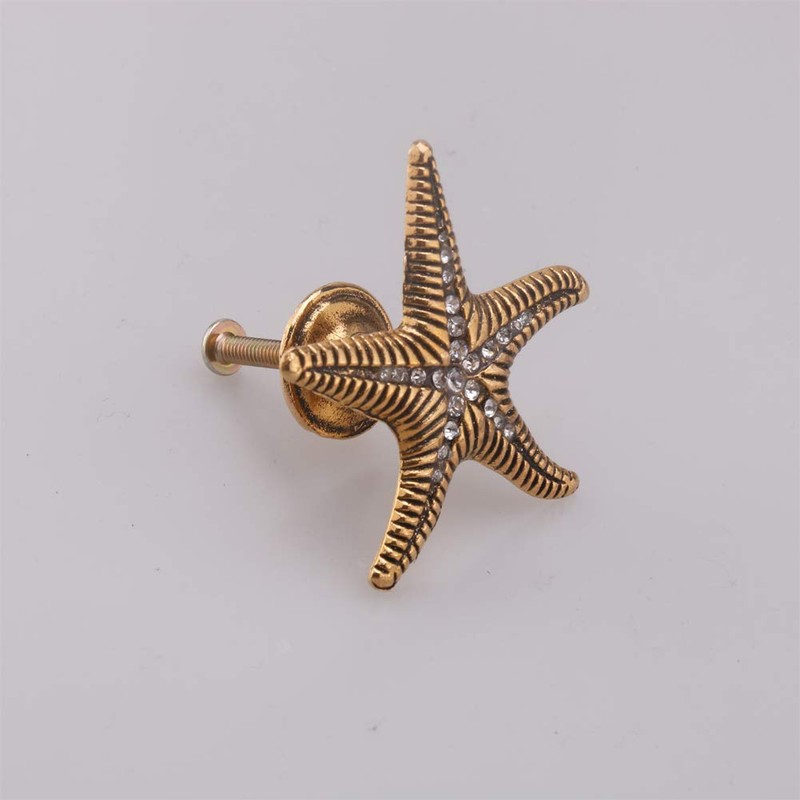 Xinally 6 Pieces Starfish Knobs Coastal Beach Ocean Theme Single