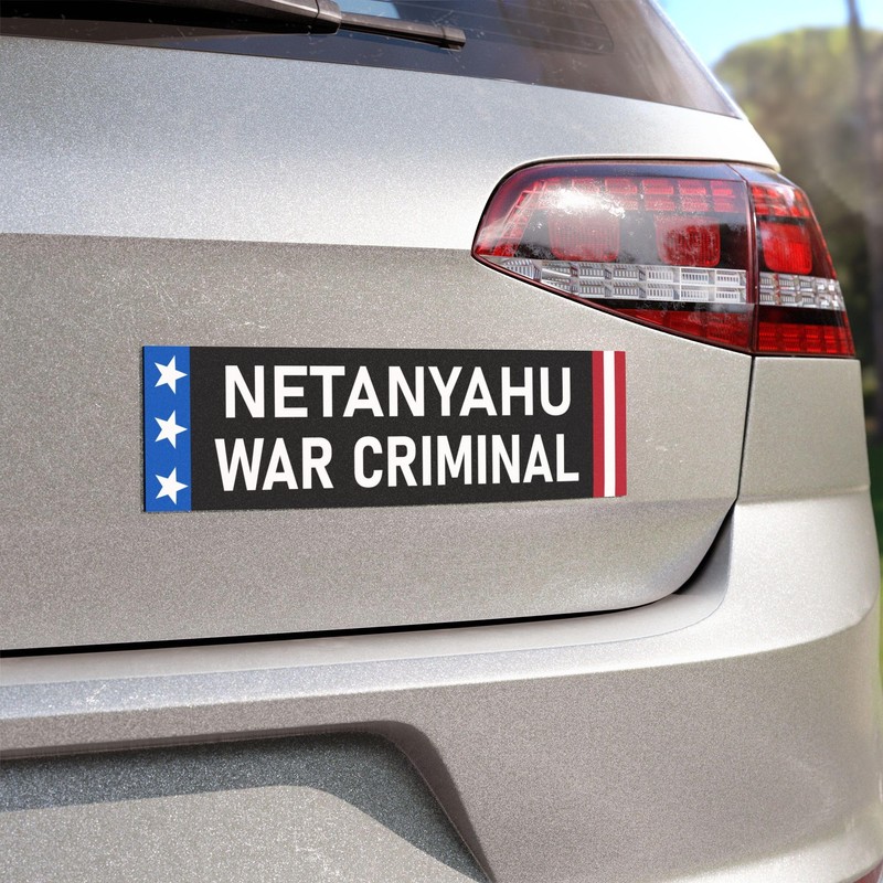Netanyahu War Criminal Sticker 3x9 Anti Israel Prime Minister Benjamin