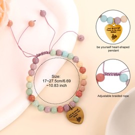 Bead Bracelet, Stylish Inspirational Quote Bracelets with Heart Shape Charm Just Be Yourself Bracelet Jewelry Gifts for Women Friends Fans (Gold Pendant)