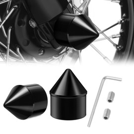 PBYMT Black Front Axle Nut Covers Caps Compatible for Harley Softail Sportster Touring Road King Street Glide 2002-2024