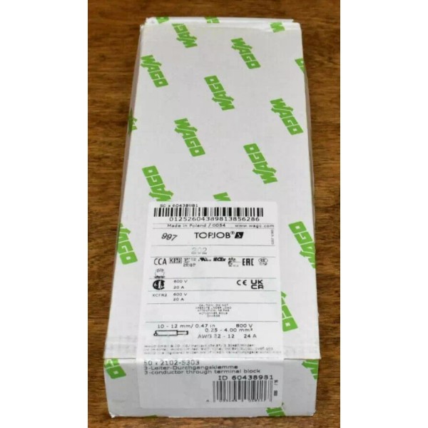 WAGO NIB 50 Wago TopJob S 2102-5303 3 Conductor Feed