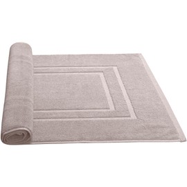Feather & Stitch 2 Piece Towel Like Bath Mats (30x21 Inch) 100% Cotton Terry Mat for Hotel, Spa, Shower Floor Mats [NOT A Bathroom Rug], Soft Absorbent Washable Mats - Taupe