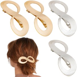 4 PCS Flat Hair Clips Simple Elegant Gold Metal French Clip Retro Frenchs Barrette Metal Hair Slides Elegant Grips Smooth Surface Hair Clips Oval Hair Accessories for Women Girls