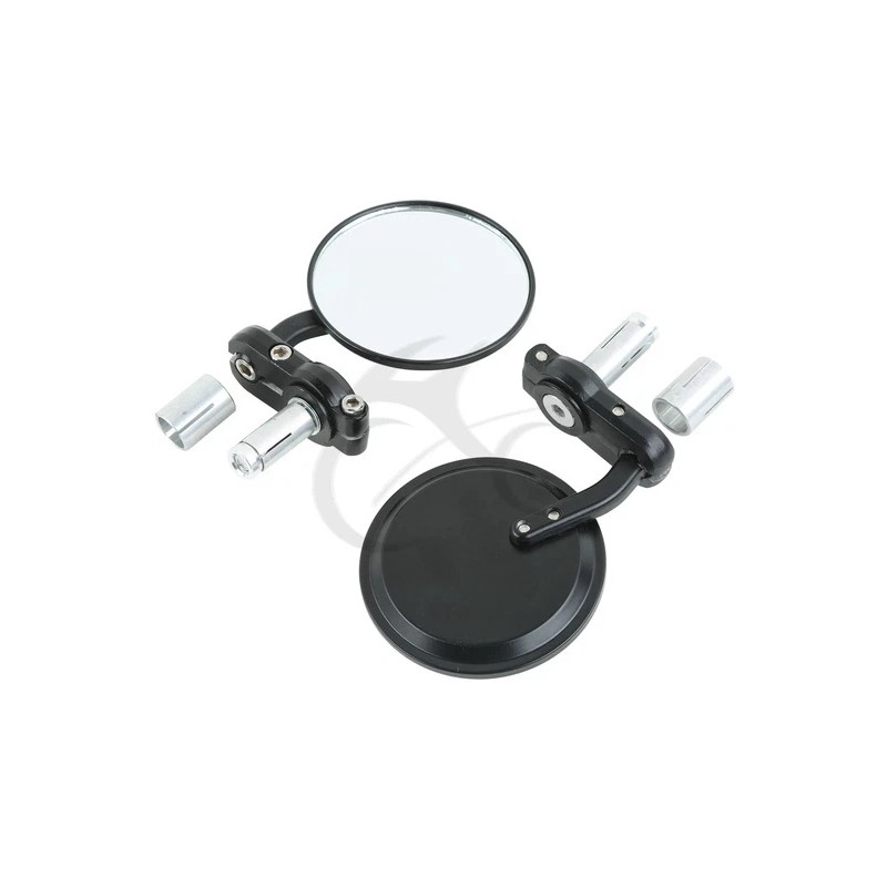 TCMT Black Motorcycle Round 7/8" Bar End Rearview Side Mirrors