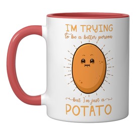 Potato Spud Root Vegetable Tater Vegan Lover Keto Gift Idea Ceramic Mug, Red/White