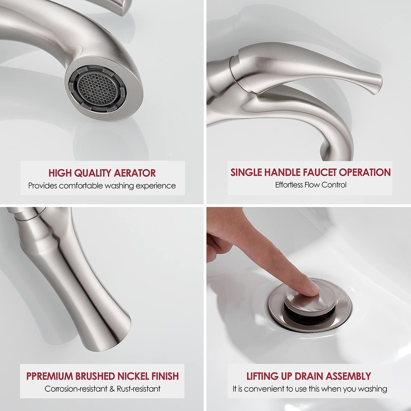 RODDEX Single Handle Bathroom Sink Faucet, 1 or 3 Hole