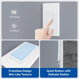 ELEGRP Dimmer Switch, Touch Dimmer Light Switch for LED Lights 150W, INC/HAL 450W, Single Pole & 3 Way LED Dimmer Switch, Needs Neutral Wire, Wall Plate Included, UL Listed, 10 Pack, Matte White