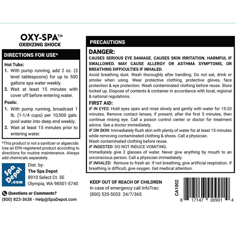 Spa Depot Oxy-Spa Oxidizing Hot Tub Monopersulfate Treatment Granules 6