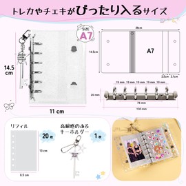 Seal Notebook, A7 Transparent Mini Binder, 20 Refills + Decorative Charms, Clear, 6 Holes, Card Pockets, Notebook, Motivation, Girls, Collage Notebook, Clear Type, Plastan, Size