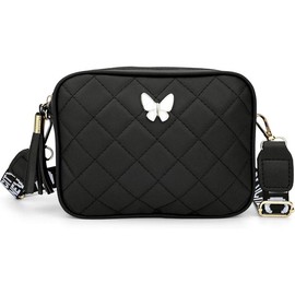Small Quilted  Bag for Women Trendy Cross  Purse with Butterfly Design Crossbody Bag for Ladies - Color: #E Black Small Shoulder Bag