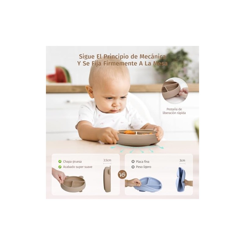 PERRYHOME 12pzs Platos para Bebés Silicon, Set de Vajillas Silicona