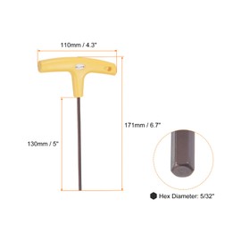 sourcing map T-Handle Wrench 5/32" SAE Long Arm Hex Key Flat End Wrenches Spanner for Automotive Household Maintenance