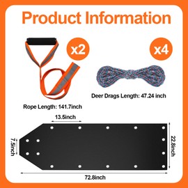 2 Pcs Deer Drag Sleds Deer Sled Game Hauler with 2 Pcs Heavy Duty Drag Strap for Duck Hunting Ice Fishing Accessories Rope Pulling Harness for Hunting Gift(Black)