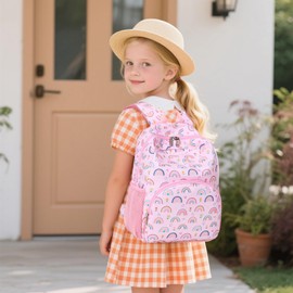 Octsky Toddler Preschool Backpack for Boys&Girls 2-5 with Chest Strap for Kids Child Kindergarten Preschool, Rainbow Pink