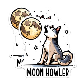 (2 Pack) Moon Howler Magnets - Wolf and Moon Design - Cute Animal - 5" On Longest Side - for Cars, Fridges, Toolboxes - Made in USA - MAG3622