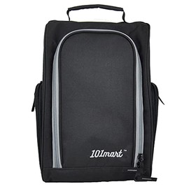 101mart Golf Shoe Bag | Zippered Shoe Carrier Bags | Ventilation & Outside Pocket for Golf Accessories (Black)