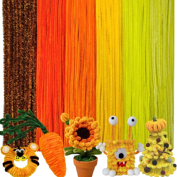 200 PCS 6 Colors Yellow Pipe Cleaners Chenille Stems,Pipe Cleaners